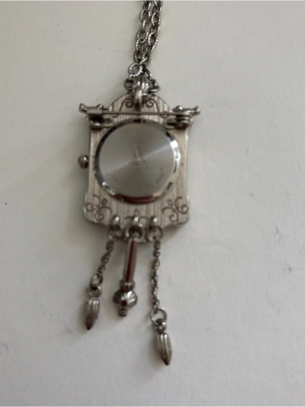 Vintage-Inspired Silver Cuckoo Clock Pendant Necklace - Silver - Picture 5 of 16